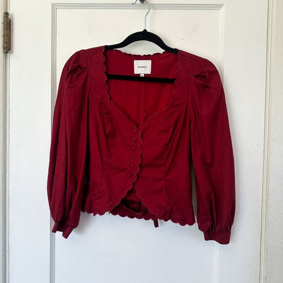 Reformation | Elianna Cotton Top Blouse in Chianti Burgundy Red Wine Size 2 $188 - Picture 4 of 7